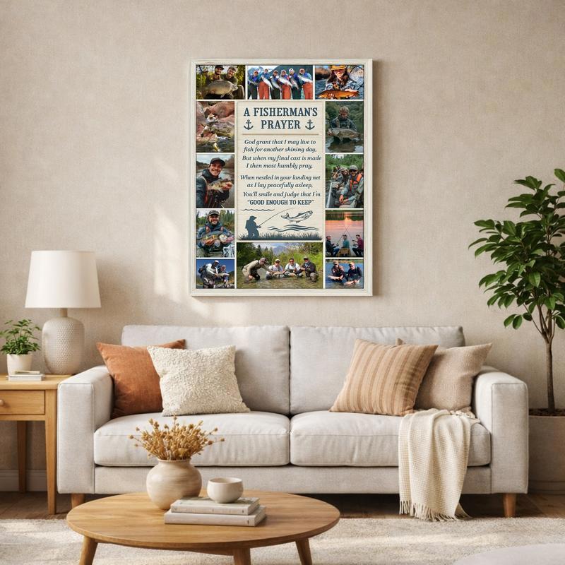 Fisherman's Prayer Collage - Custom Coastal Canvas Gift for Him