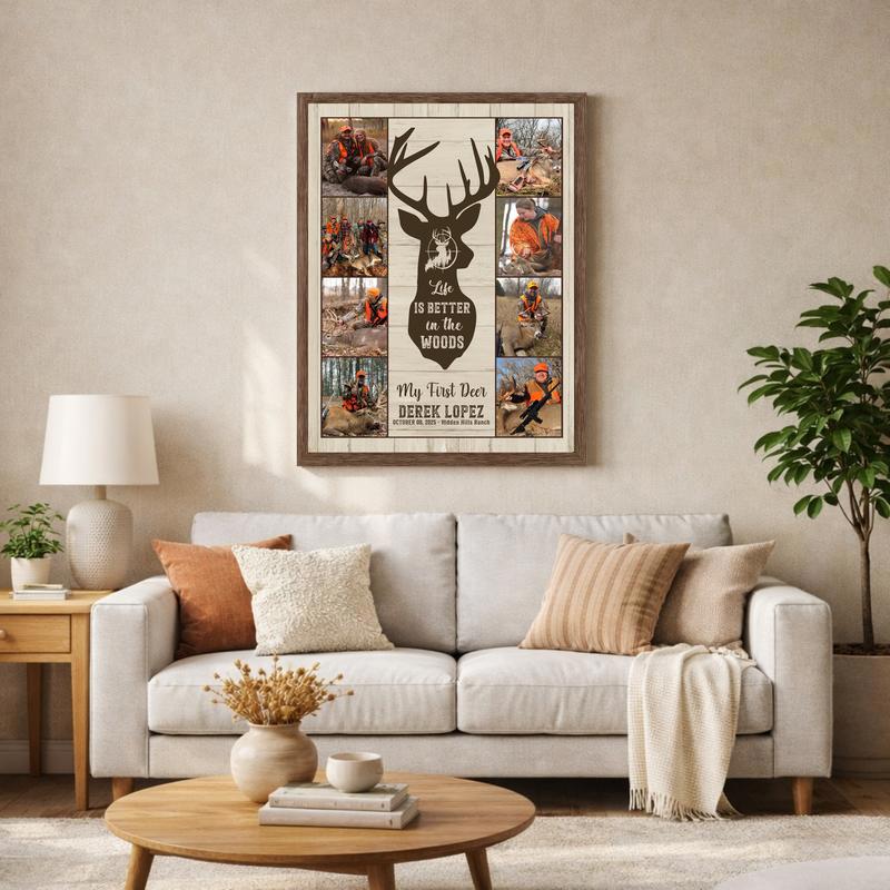 Woods Adventure Custom Deer Photo Collage Canvas Gift for Dad Woods Adventure Custom Deer Photo Collage Canvas Gift for Dad