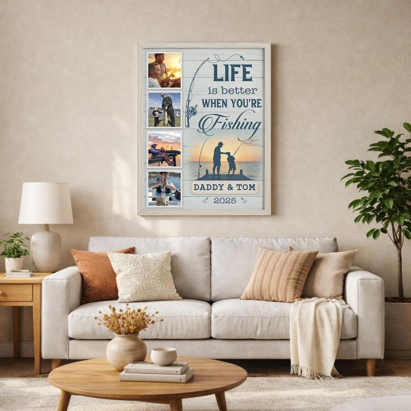 Father & Son Fishing Memories - Coastal Farmhouse Photo Canvas