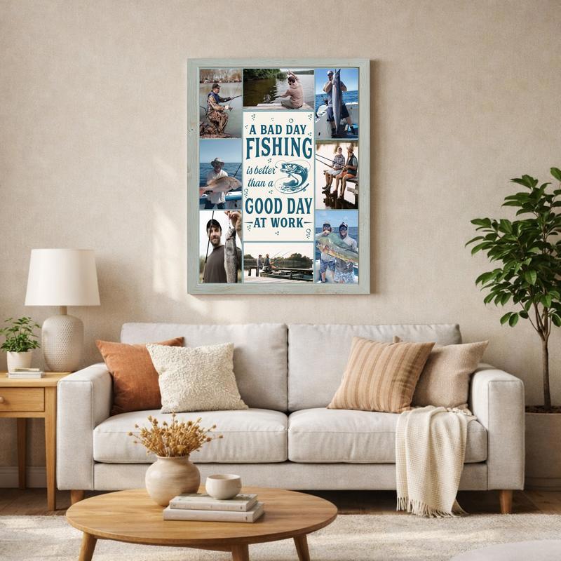 Custom Fishing Quote Photo Collage Canvas - Heartfelt Coastal Gift