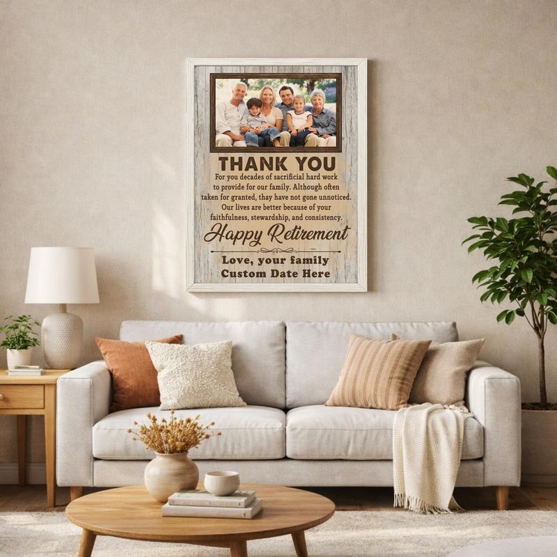 Rustic Farmhouse Dad Retirement Gift - Custom Name Photo Canvas