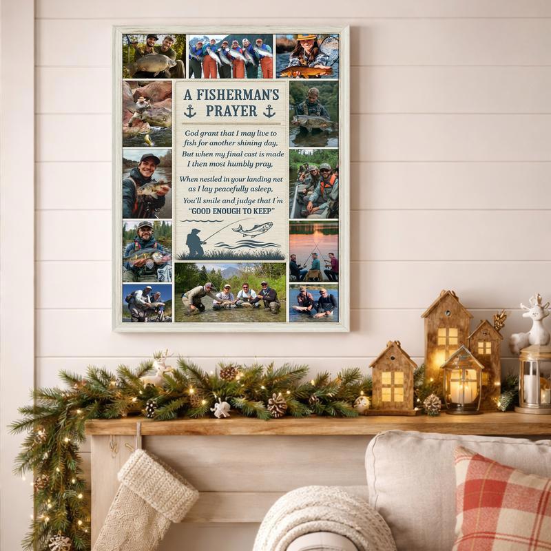 Fisherman's Prayer Collage - Custom Coastal Canvas Gift for Him
