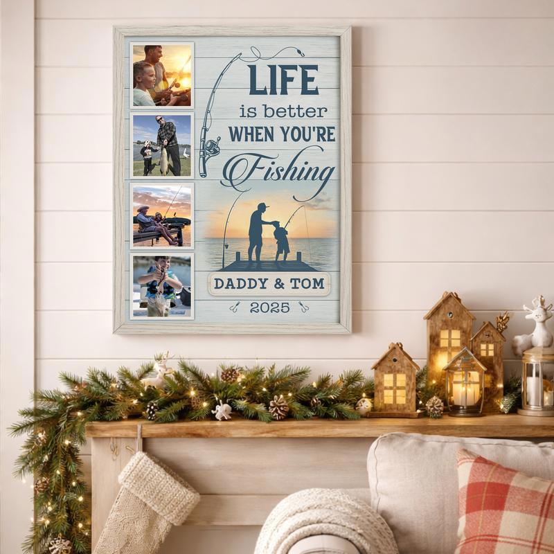 Father & Son Fishing Memories - Coastal Farmhouse Photo Canvas
