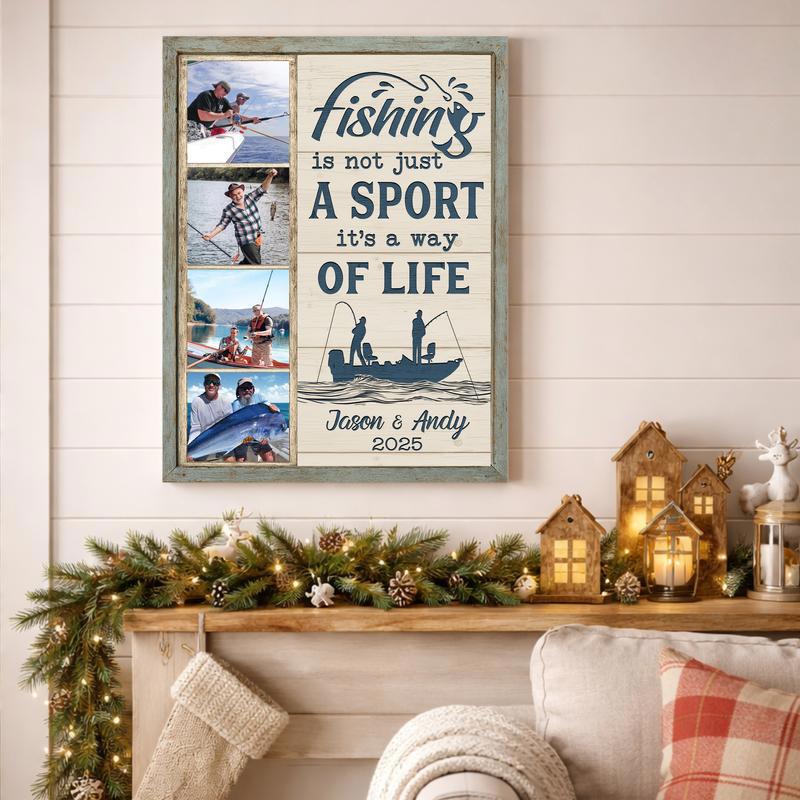 Fisherman's Coastal Memory Canvas - Custom Photo Collage Gift Fisherman's Coastal Memory Canvas - Custom Photo Collage Gift