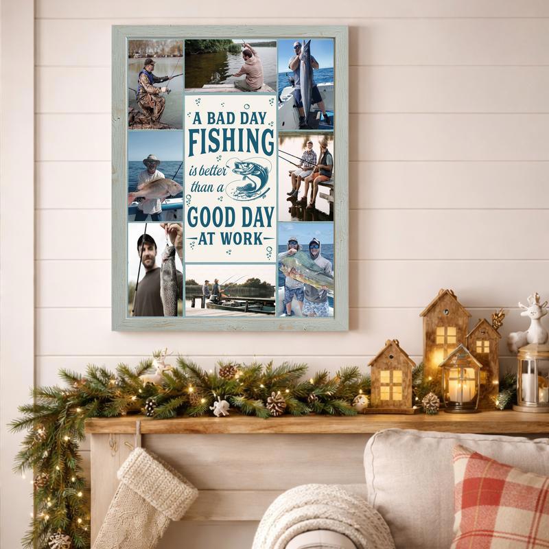 Custom Fishing Quote Photo Collage Canvas - Heartfelt Coastal Gift