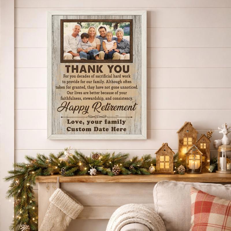 Rustic Farmhouse Dad Retirement Gift - Custom Name Photo Canvas