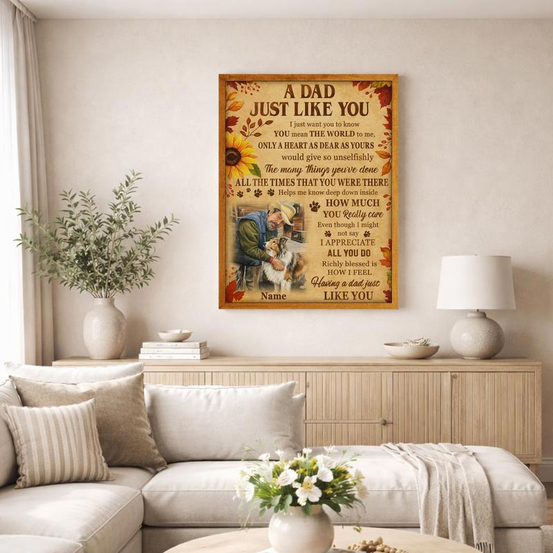 Dog Dad Photo Tribute - Autumn Farmhouse Canvas Gift