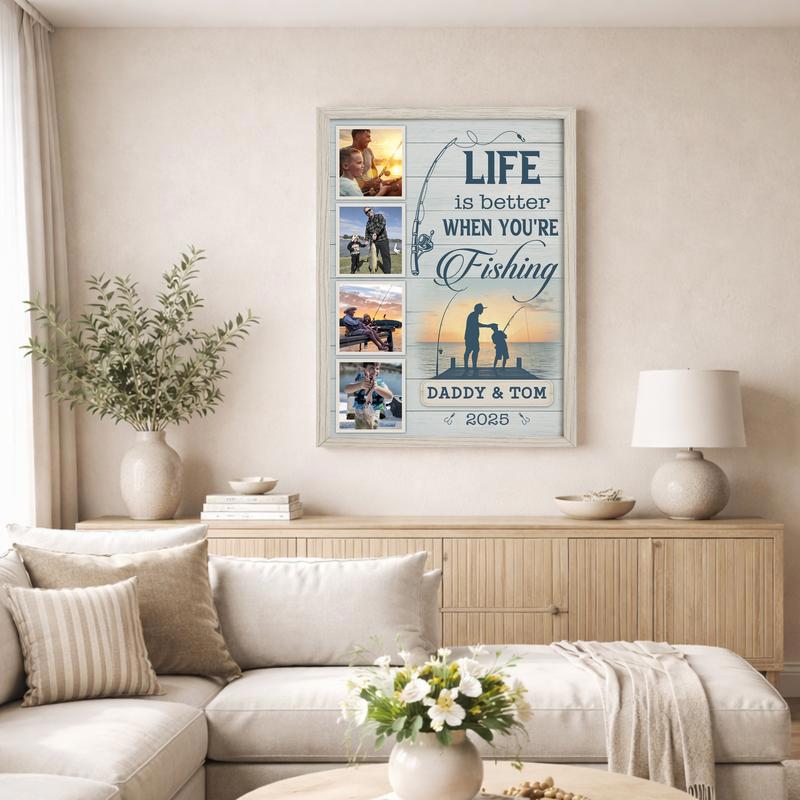 Father & Son Fishing Memories - Coastal Farmhouse Photo Canvas