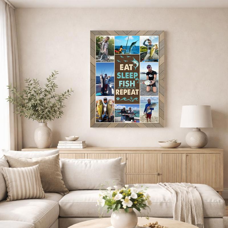 Reel in the Love - Custom Fishing Memory Photo Collage Canvas