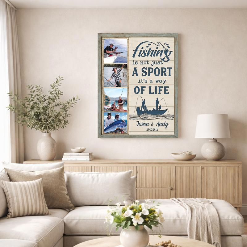 Fisherman's Coastal Memory Canvas - Custom Photo Collage Gift Fisherman's Coastal Memory Canvas - Custom Photo Collage Gift