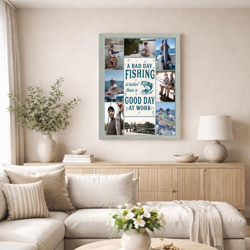 Custom Fishing Quote Photo Collage Canvas - Heartfelt Coastal Gift