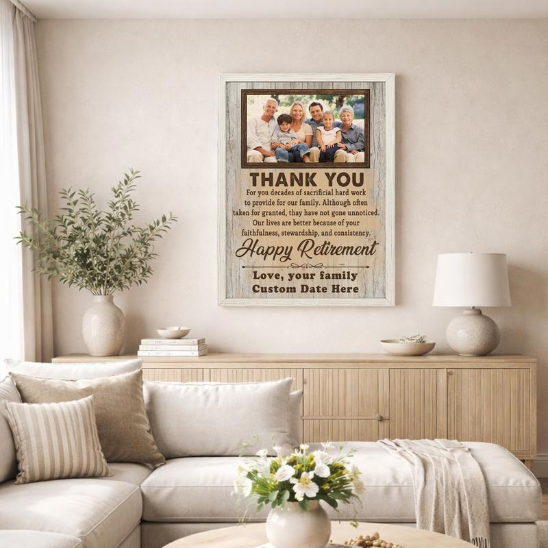 Rustic Farmhouse Dad Retirement Gift - Custom Name Photo Canvas