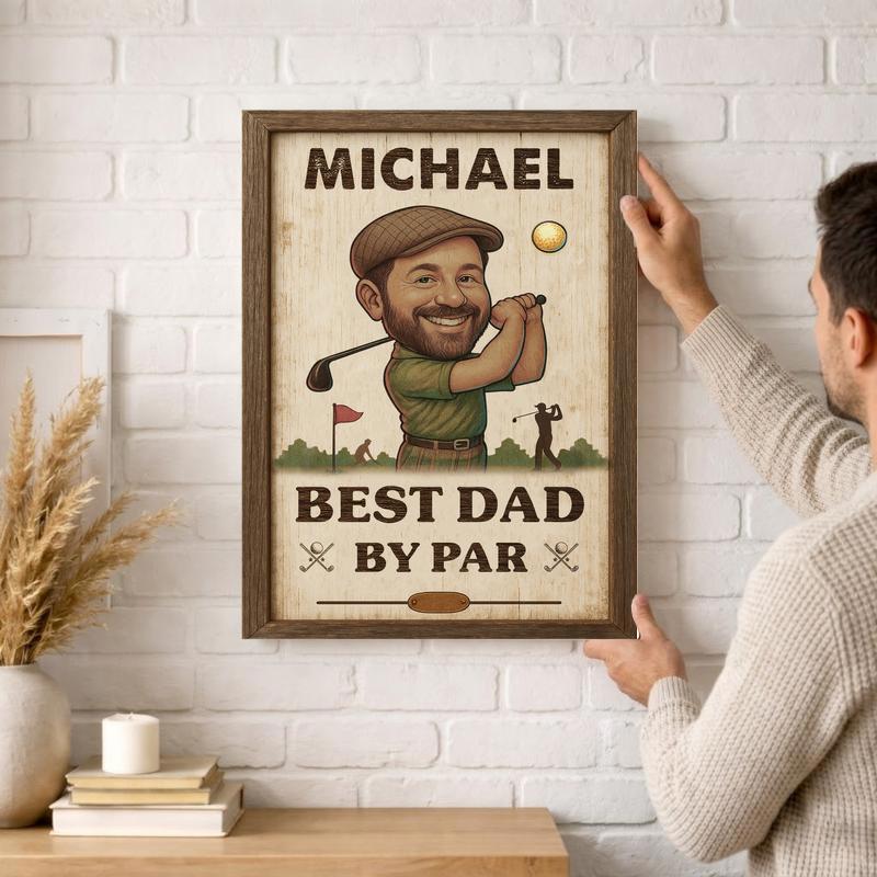 Best Dad By Par Custom Portrait - Unique Golf Gift Canvas