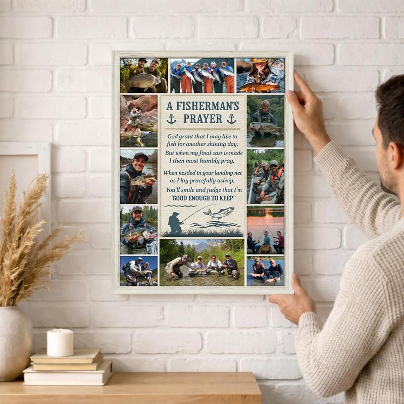 Fisherman's Prayer Collage - Custom Coastal Canvas Gift for Him