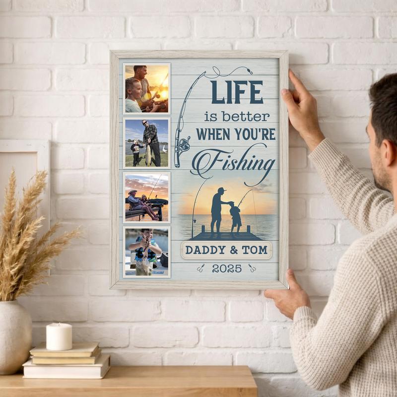 Father & Son Fishing Memories - Coastal Farmhouse Photo Canvas
