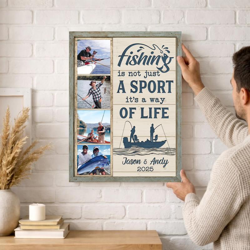 Fisherman's Coastal Memory Canvas - Custom Photo Collage Gift Fisherman's Coastal Memory Canvas - Custom Photo Collage Gift