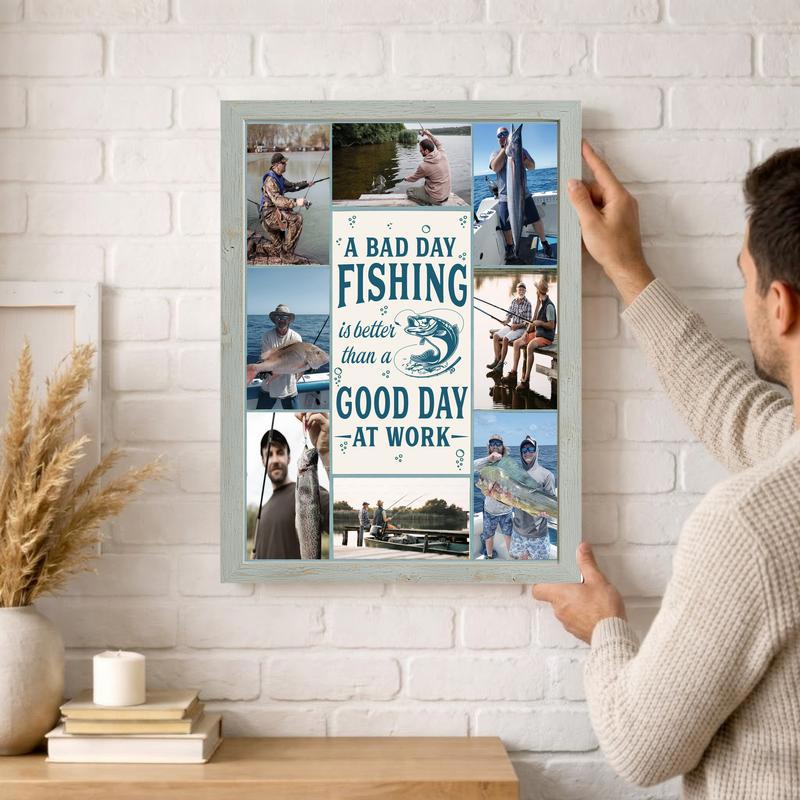 Custom Fishing Quote Photo Collage Canvas - Heartfelt Coastal Gift