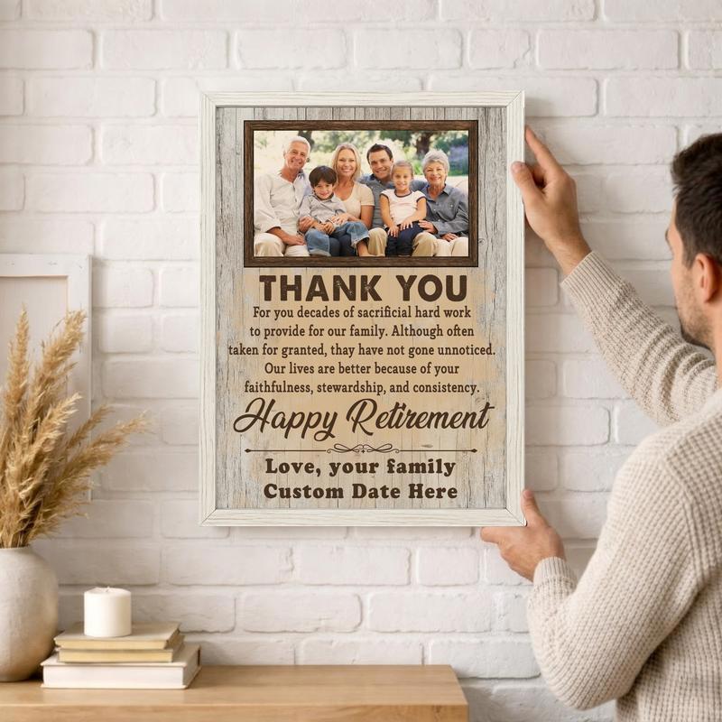 Rustic Farmhouse Dad Retirement Gift - Custom Name Photo Canvas