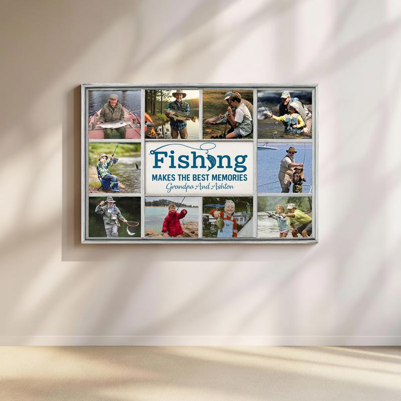 Capture His Best Catches - Custom Fishing Photo Collage Canvas - Father's Day Fun