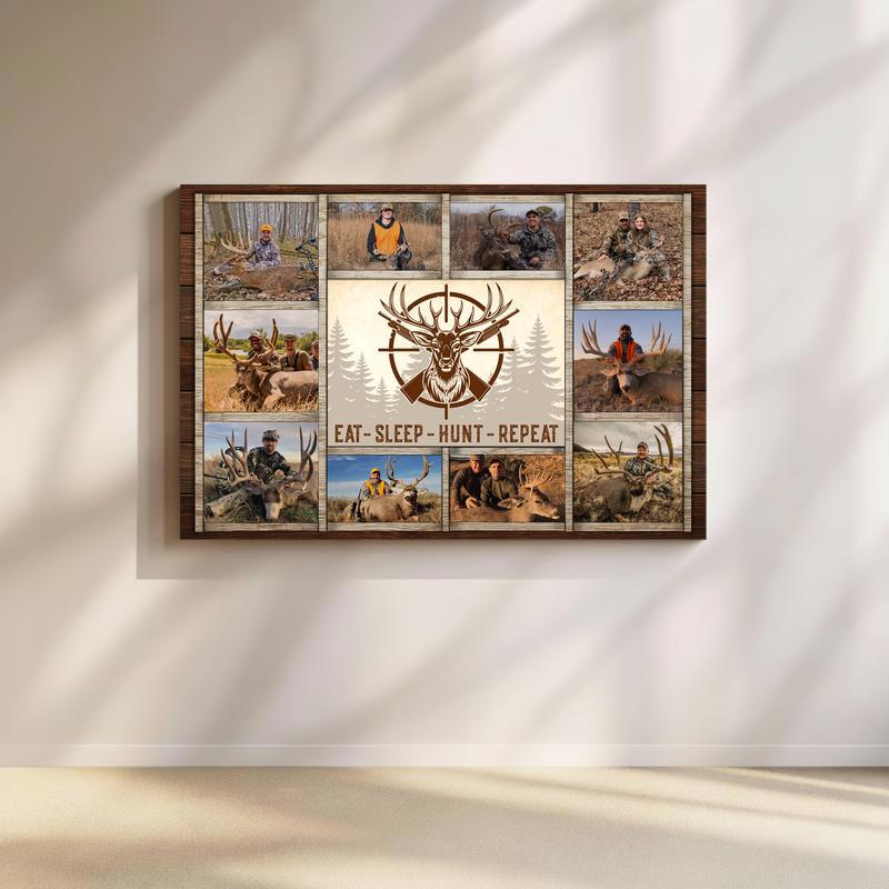 Cherished Hunting Moments - Custom Deer Photo Collage Canvas - Father's Day Fun