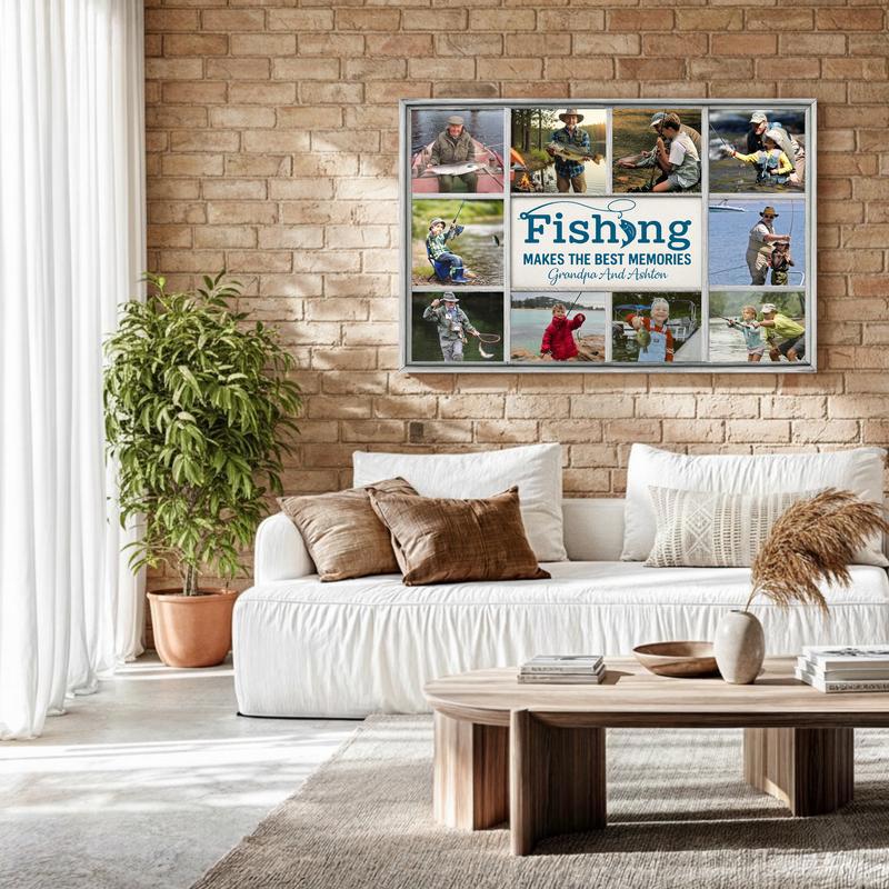 Heartfelt Fishing Memories - Custom Photo Collage Canvas Gift