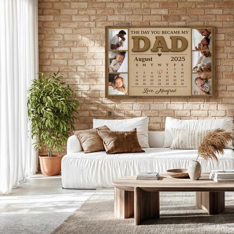 Custom First Father's Day Calendar Photo Canvas Gift