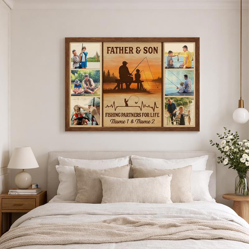 Shared Catch - Father and Son Fishing Trip Photo Collage Canvas
