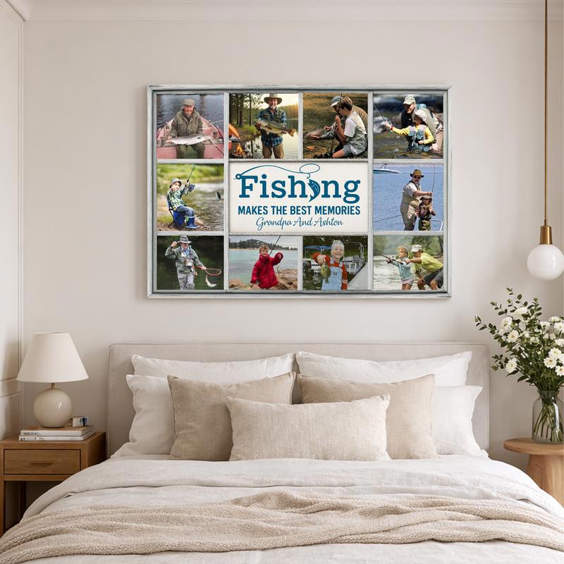 Heartfelt Fishing Memories - Custom Photo Collage Canvas Gift