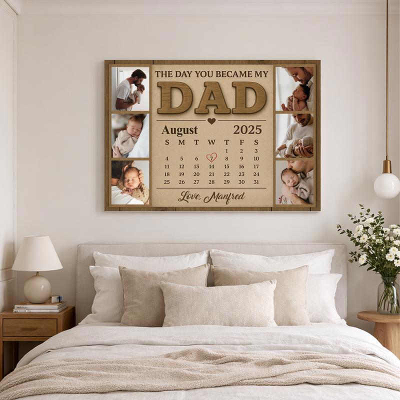 Custom First Father's Day Calendar Photo Canvas Gift
