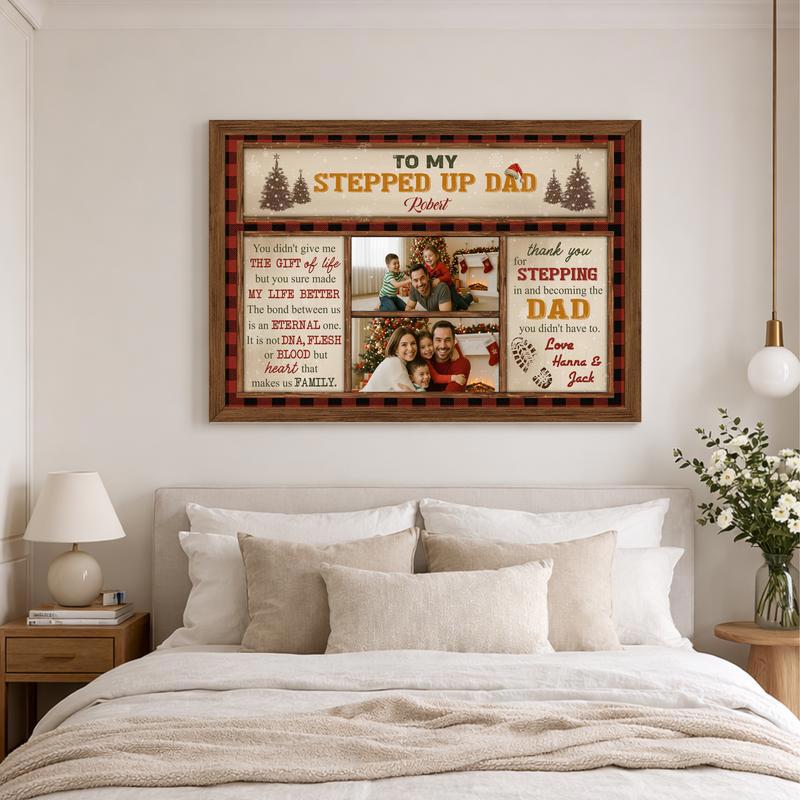 Heartfelt Stepped Up Dad Canvas - Custom Christmas Gift for Him