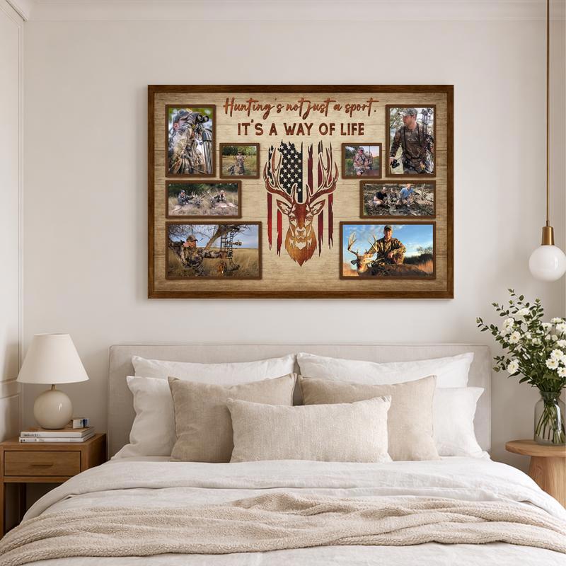 Honoring Brave Hunters - American Flag Deer Photo Collage Canvas