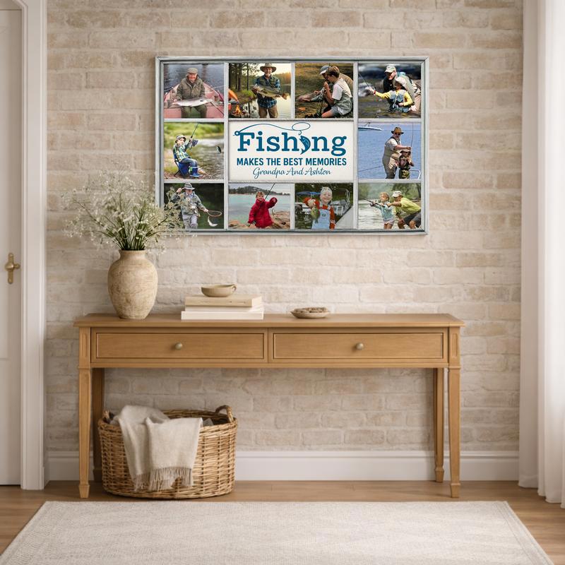 Heartfelt Fishing Memories - Custom Photo Collage Canvas Gift
