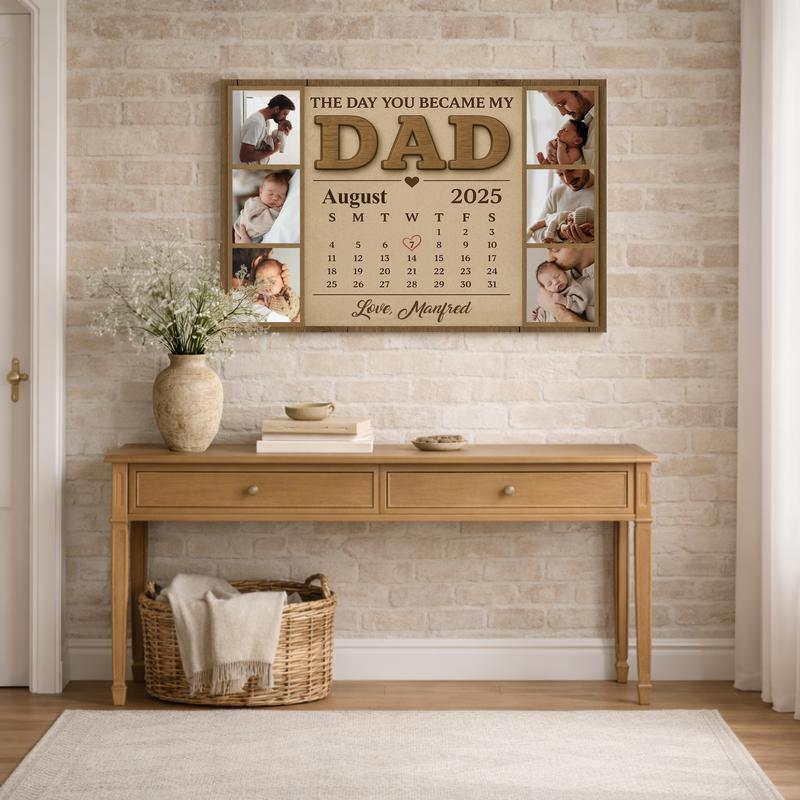 Custom First Father's Day Calendar Photo Canvas Gift