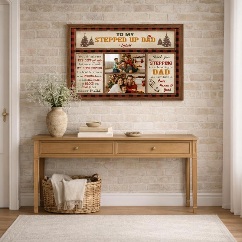 Heartfelt Stepped Up Dad Canvas - Custom Christmas Gift for Him
