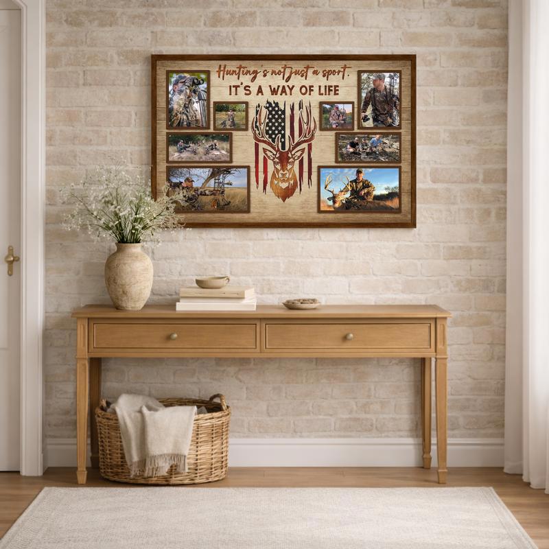 Honoring Brave Hunters - American Flag Deer Photo Collage Canvas