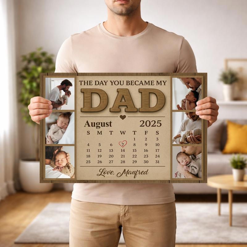 Custom First Father's Day Calendar Photo Canvas Gift