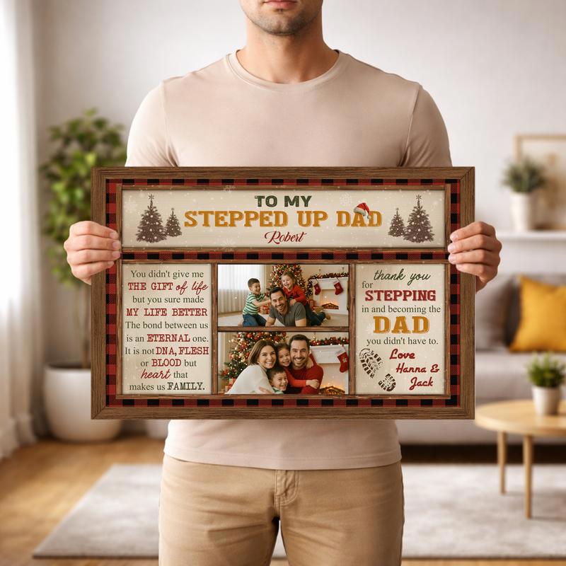 Heartfelt Stepped Up Dad Canvas - Custom Christmas Gift for Him