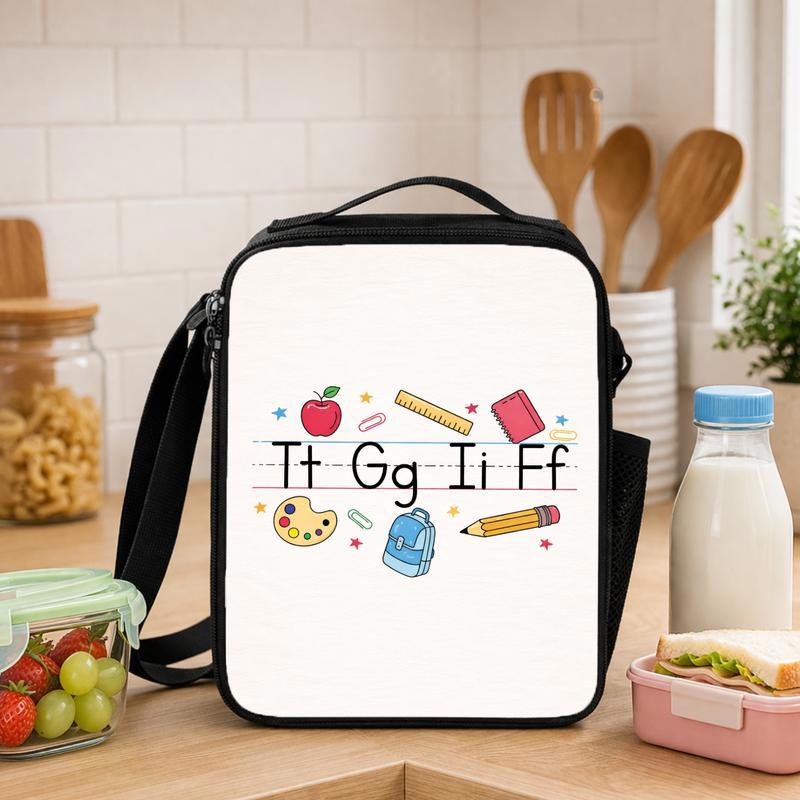 Back To School Lunch Bag - Cute ABC Practice Letters Design Lunch Box Bag - Savourry