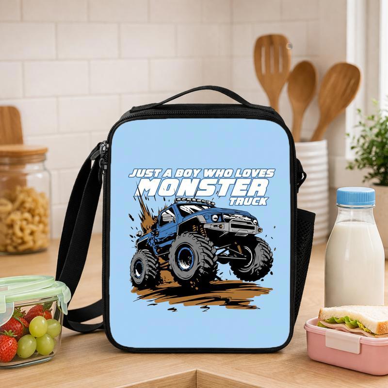 Back To School Lunch Bag For Boys - Just A Boy Who Loves Monster Truck Lunch Box Bag - Savourry