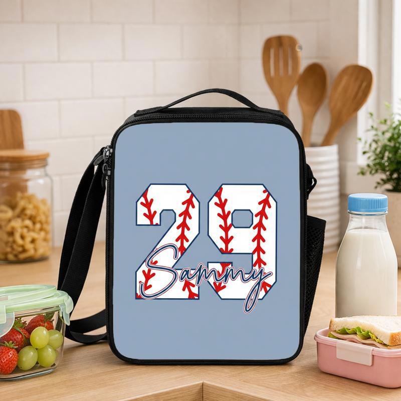 Baseball Back To School Lunch Bag - Custom Name And Number Lunch Box Bag - Savourry