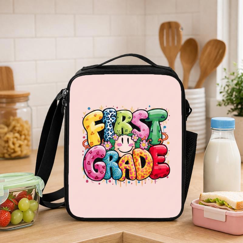 Color Pop First Grade Lunch Bag - Elementary School Smile Art Lunch Box Bag - Savourry
