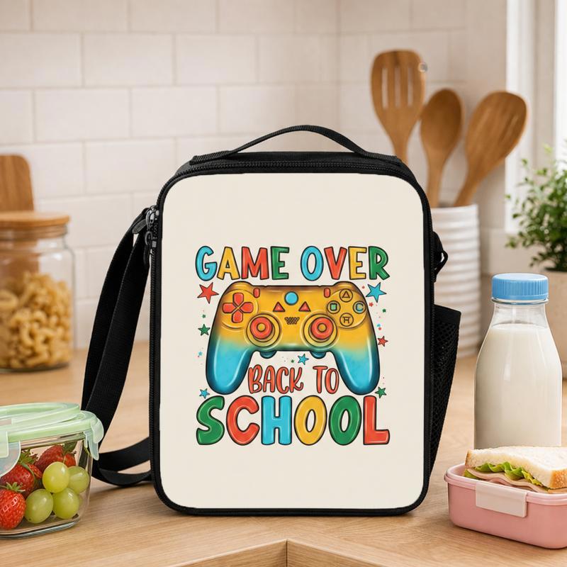 Colorful Game Over Lunch Bag - Back To School Gamer Kids Lunch Box Bag - Savourry