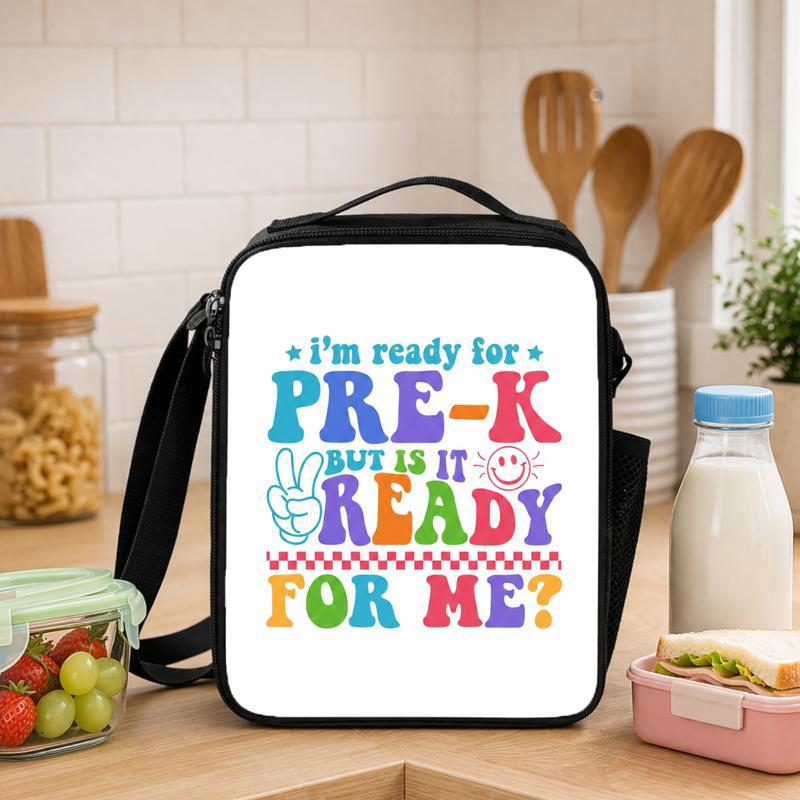 Colorful Kids Lunch Bag - Ready For Pre-K Funny Design Lunch Box Bag - Savourry