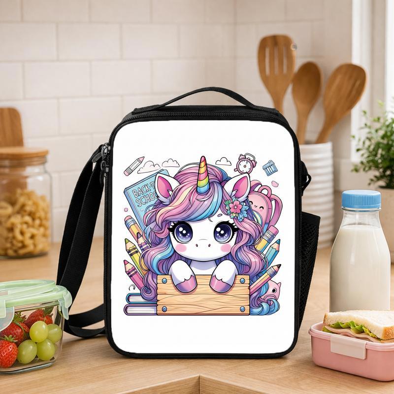 Colorful Unicorn Lunch Bag - Cute School Supplies Theme Lunch Box Bag - Savourry