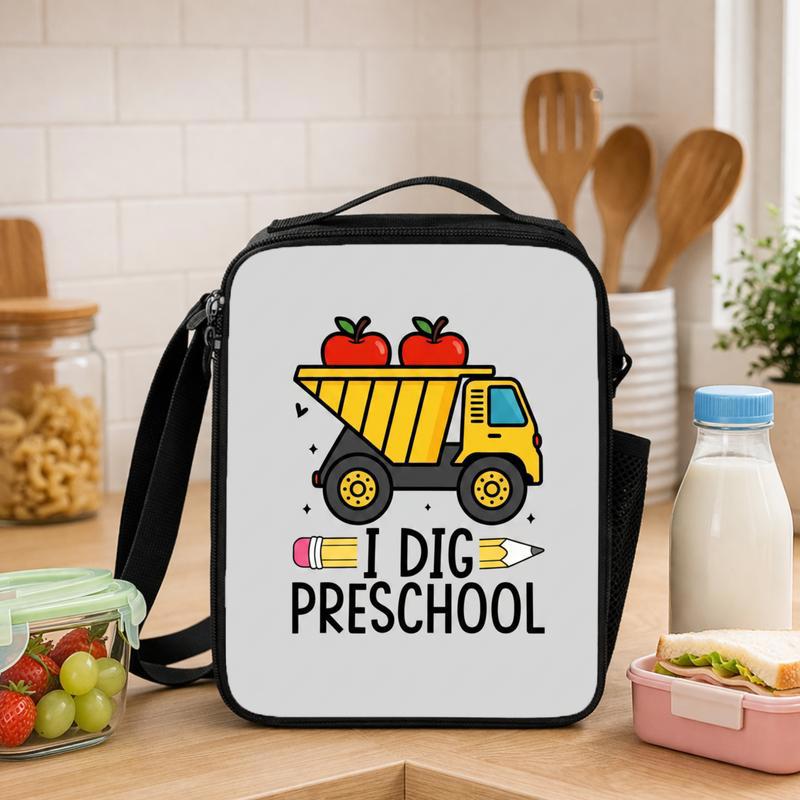 Construction Truck Lunch Bag For Kids - I Dig Preschool Lunch Box Bag - Savourry