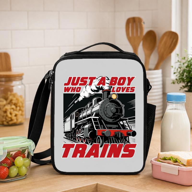 Cool Train Lunch Bag For Kids - Just A Boy Who Loves Trains Lunch Box Bag - Savourry