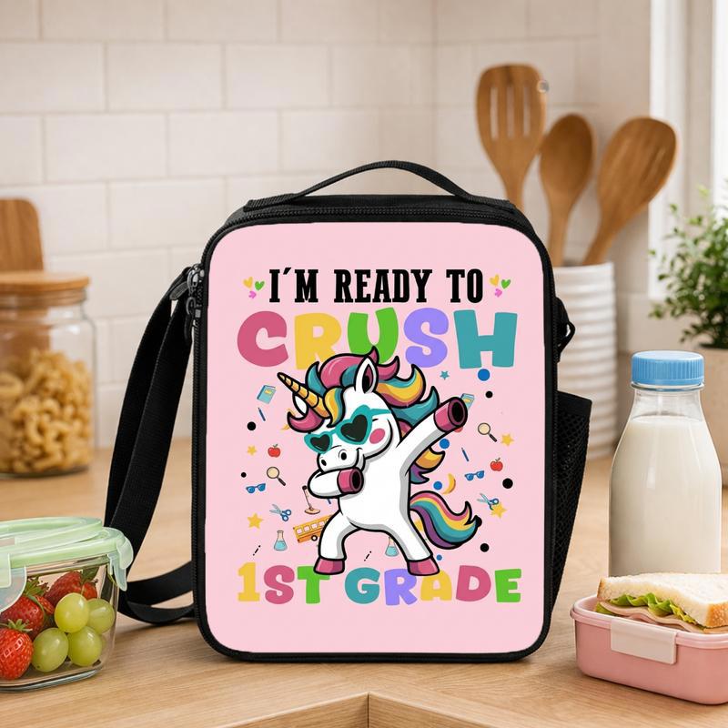 Crush First Grade Lunch Bag - Fun Unicorn Kids Style Lunch Box Bag - Savourry