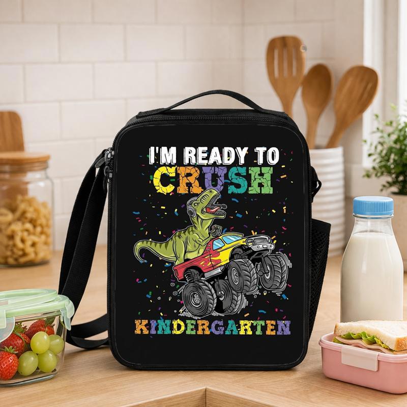 Crush Kindergarten Dino Monster Truck Lunch Bag - Back To School Fun Lunch Box Bag - Savourry