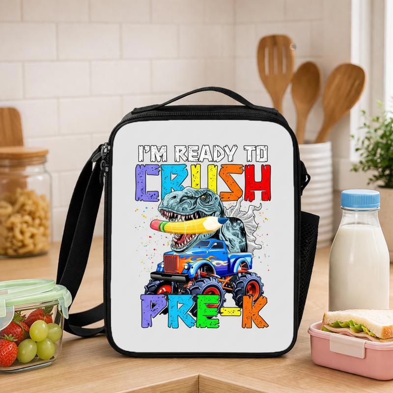 Crush Pre-K Dino Truck Lunch Bag - Kids School Fun Lunch Box Bag - Savourry
