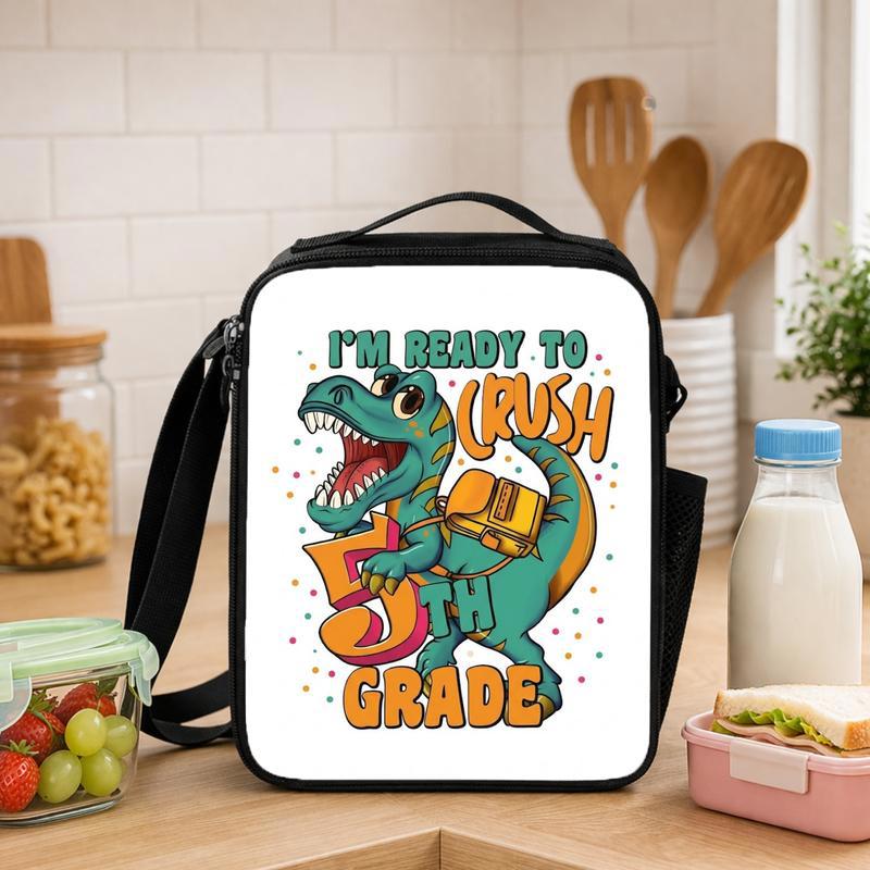 Crush 5th Grade Dino Custom Lunch Bag - Back To School Kids Lunch Box Bag - Savourry